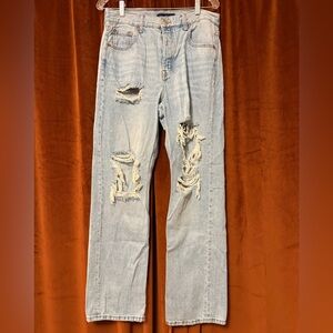 Aeropostale Light Blue Distressed Straight Leg Jeans